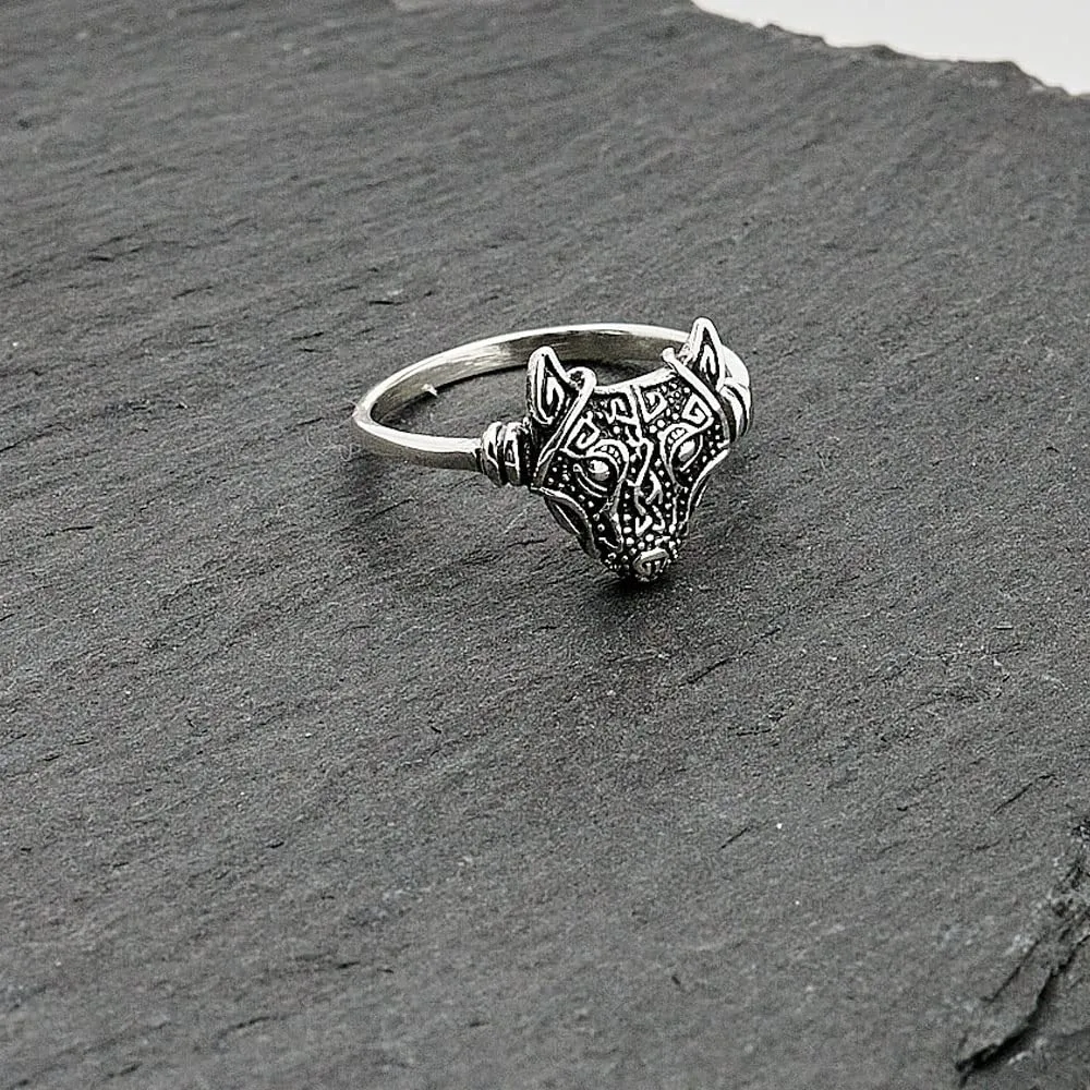Women's Wolf Head Ring 925 Sterling Silver