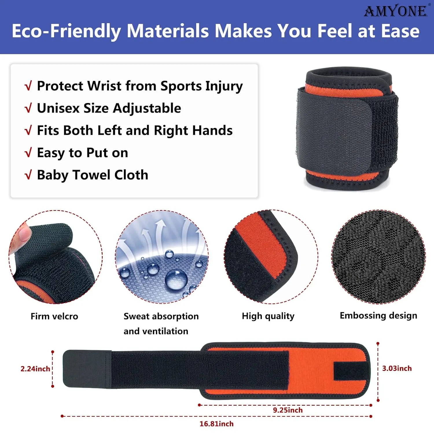Wrist Brace, 2 PACK Wrist Wraps for Carpal Tunnel for Women, Highly Elastic Wrist Compression Support for Yoga/Night Sleep/Fitness/Sports/Pain Relief/Weightlifting, Adjustable Wrist Sweat Bands-Orange