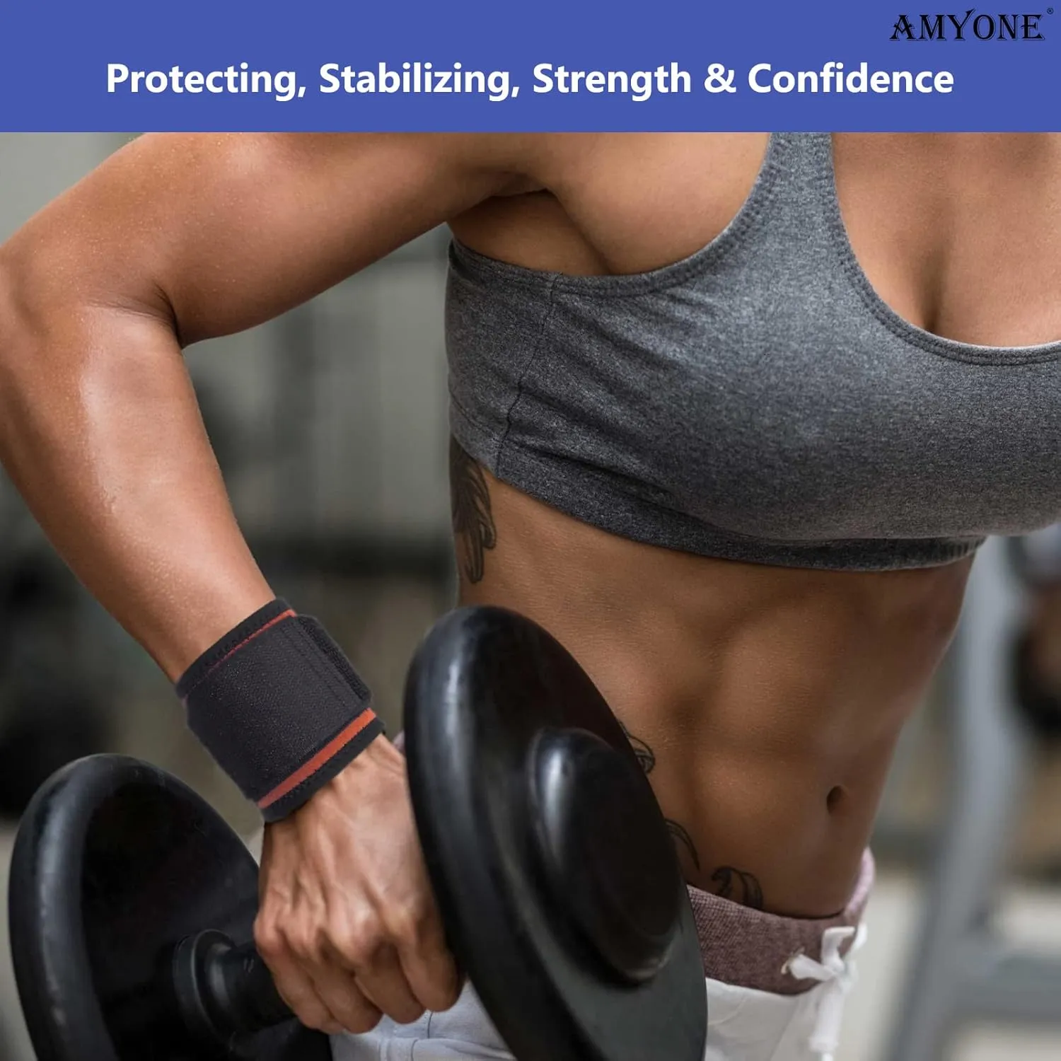 Wrist Brace, 2 PACK Wrist Wraps for Carpal Tunnel for Women, Highly Elastic Wrist Compression Support for Yoga/Night Sleep/Fitness/Sports/Pain Relief/Weightlifting, Adjustable Wrist Sweat Bands-Orange