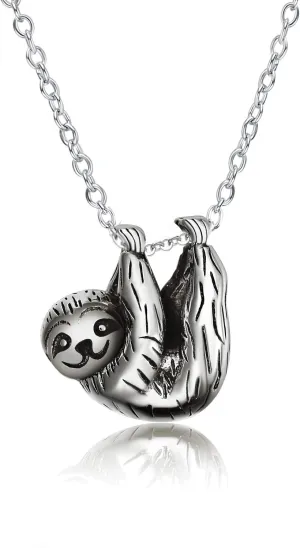 YAFEINI Sloth Gifts S925 Sterling Silver Sloth Necklace Cute Sloth Pendant Jewelry for Women Girls Gifts
