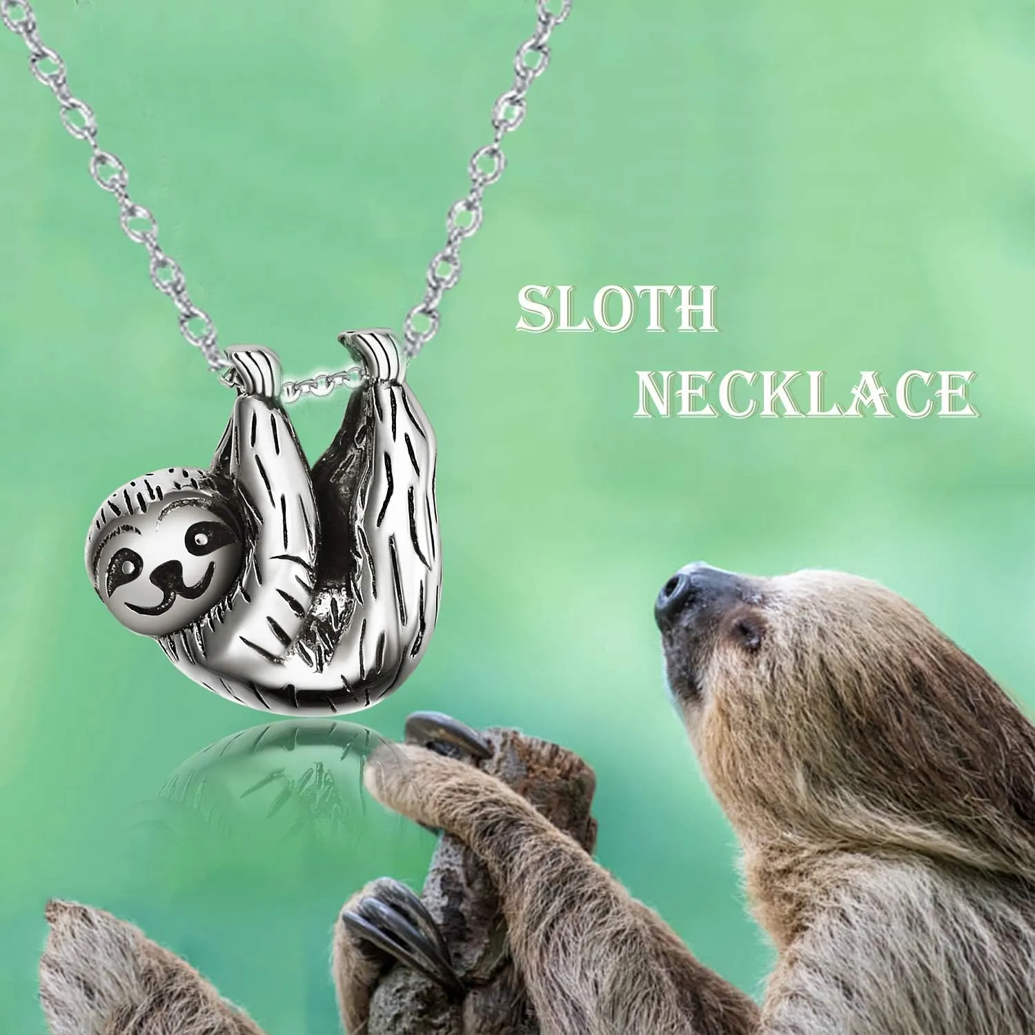 YAFEINI Sloth Gifts S925 Sterling Silver Sloth Necklace Cute Sloth Pendant Jewelry for Women Girls Gifts