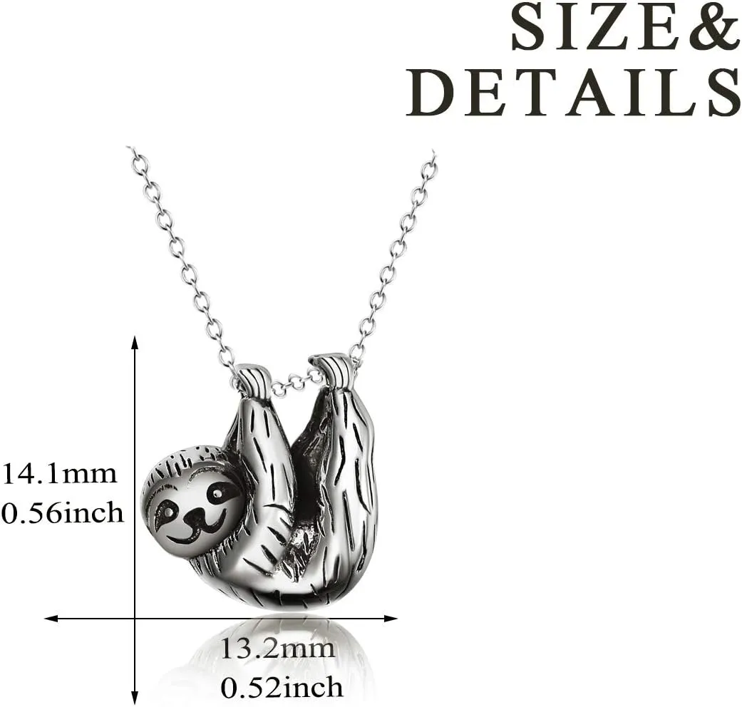 YAFEINI Sloth Gifts S925 Sterling Silver Sloth Necklace Cute Sloth Pendant Jewelry for Women Girls Gifts