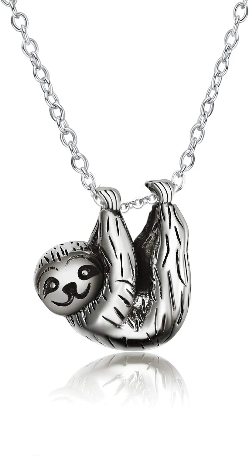 YAFEINI Sloth Gifts S925 Sterling Silver Sloth Necklace Cute Sloth Pendant Jewelry for Women Girls Gifts