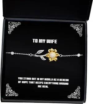 You Stand Out in My World as a Beacon of Hope That Keeps Everything Around me Sunflower Bracelet, Wife Jewelry, Motivational for Wife
